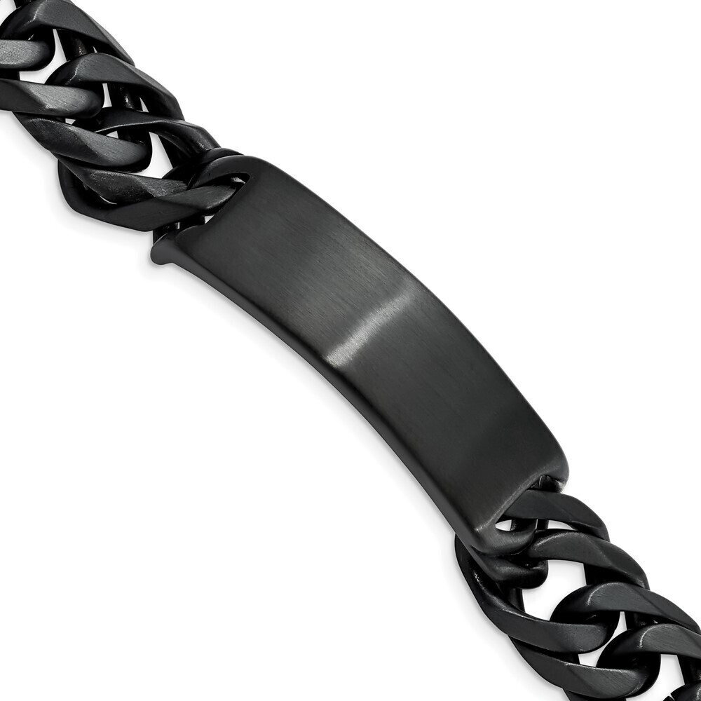 Kazi Luxury Steel Brushed Black IP-plated Curb Chain 9in ID Bracelet
